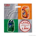 Actietas met afscheurbare rechthoek 'Fanta', LDPE, wit ingekleurd, 80µ, 39 x 40 + 7 cm