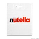 Sac à poignée découpée et renforcée 'Nutella', PEBD, blanc dans la masse, 50 µ, 35 x 44 + 4 cm