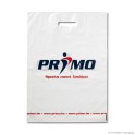 Patch handle carrier bag 'Primo', MDPE, white coloured, 40µ, 37 x 50 + 5 cm