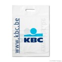 Bladversterkte draagtas 'KBC', LDPE, wit ingekleurd, 50µ, 35 x 48 + 4 cm