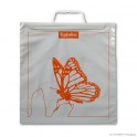 Clip close carrier bag 'Upjohn', LDPE, grey coloured, 50µ, 29 x 30 + 5 cm