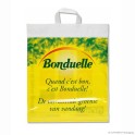 Loop handle carrier bag 'Bonduelle', LDPE, white coloured, 60µ, 44 x 52 + 5 cm