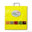 Loop handle carrier bag 'Buurtwinkel', LDPE, white coloured, 60µ, 44 x 47 + 10 cm