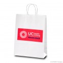 Papieren draagtas met getorste handgrepen 'UCLL', effen kraft papier, wit, 100 gr, 26 x 11 x 34,5 cm