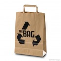 Papieren draagtas met platte handgrepen 'The bag', gerecycleerd papier, bruin, 100 gr, 23 x 10 x 32 cm