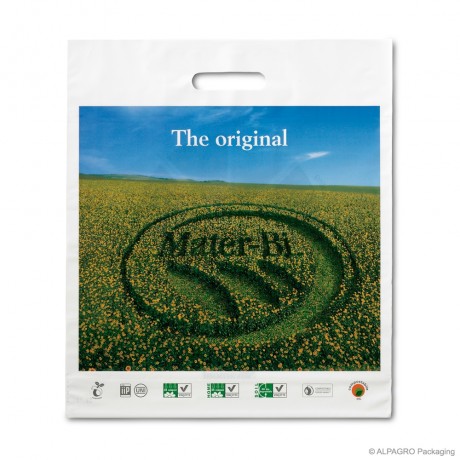 Bio patch handle carrier bags